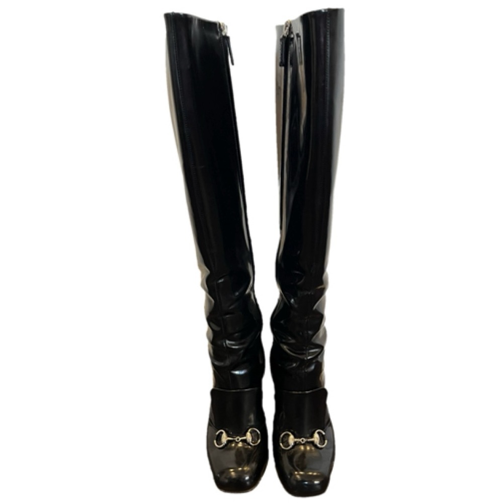 Gucci Knee High Horsebelt Patent Leather Knee High Boots -Size 6.5 fits like a 6 - Picture 2 of 10